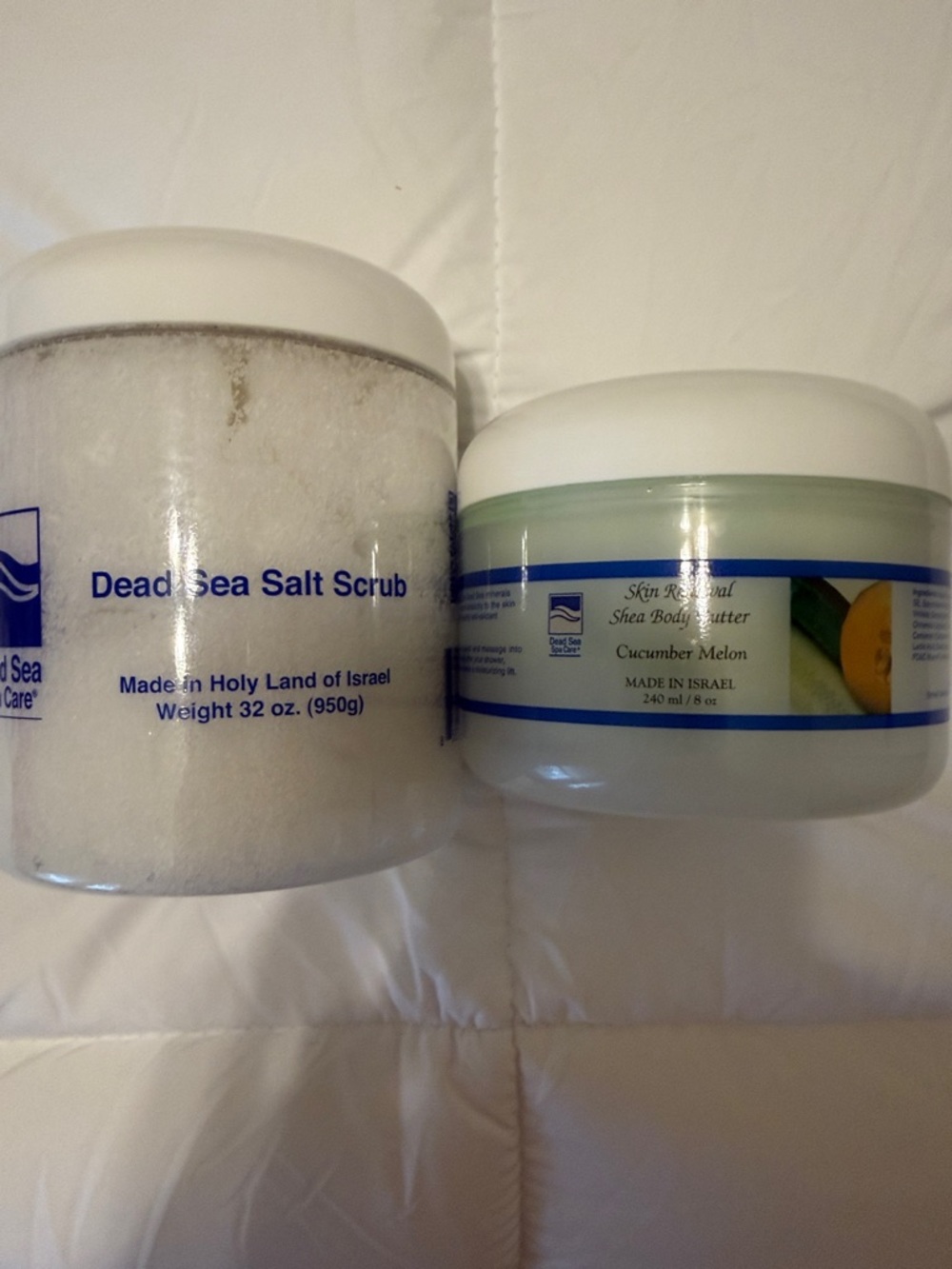 Dead Sea Salt Scrub & Cucumber Melon Shea Body Butter - White